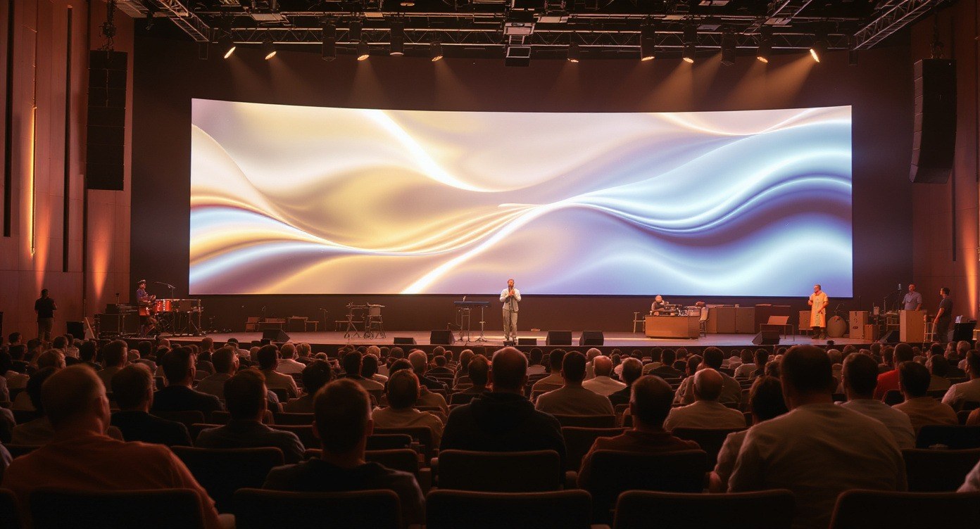 Church LED screen showing worship lyrics in Phoenix
